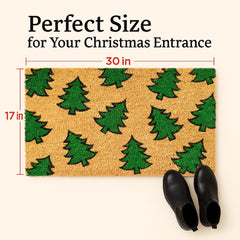 Side view of Fallovea Christmas Coir Doormat on porch
