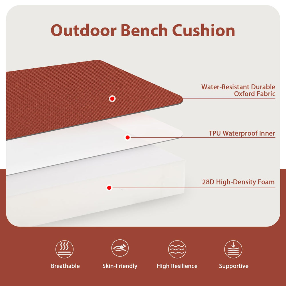 Side view of Favoyard Outdoor Bench Cushion showing thickness