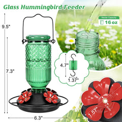 Side view of FEED GARDEN 16oz Hummingbird Feeder with flower feeding ports