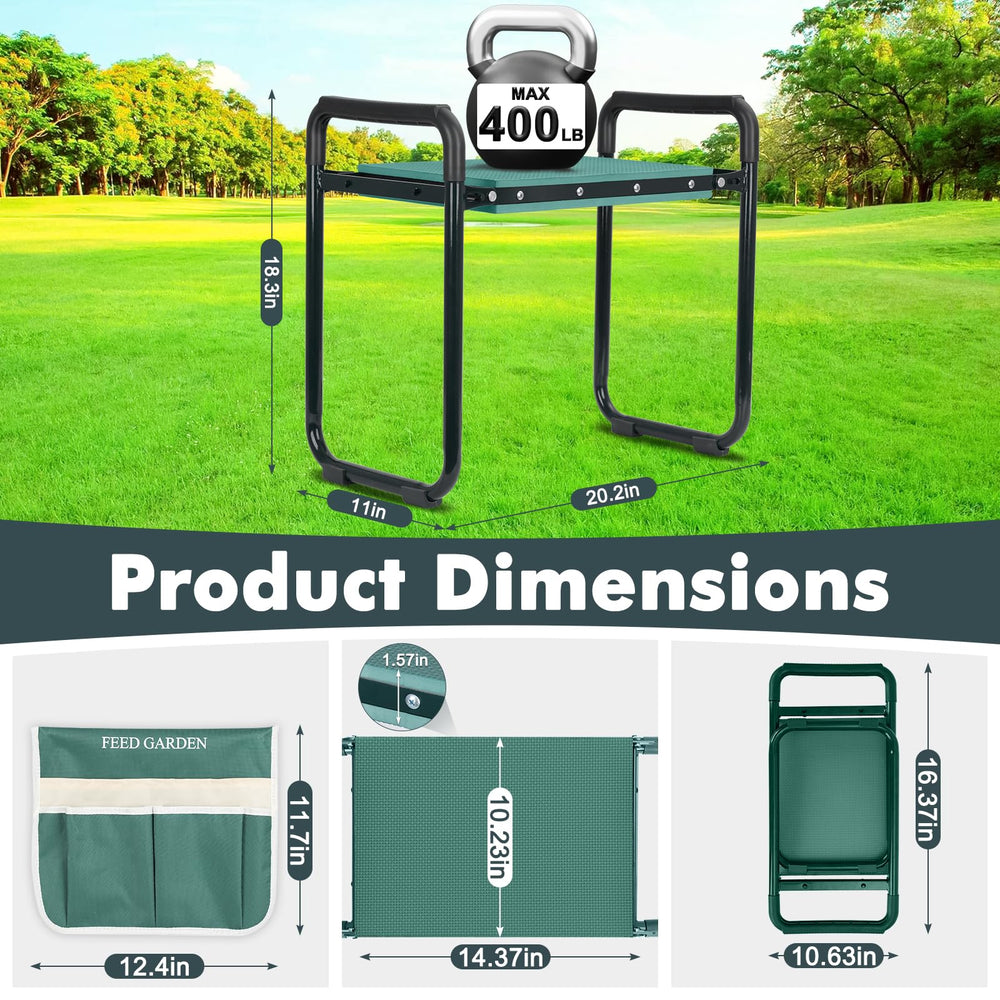 Side view of FEED GARDEN Garden Kneeler showing tool pouches