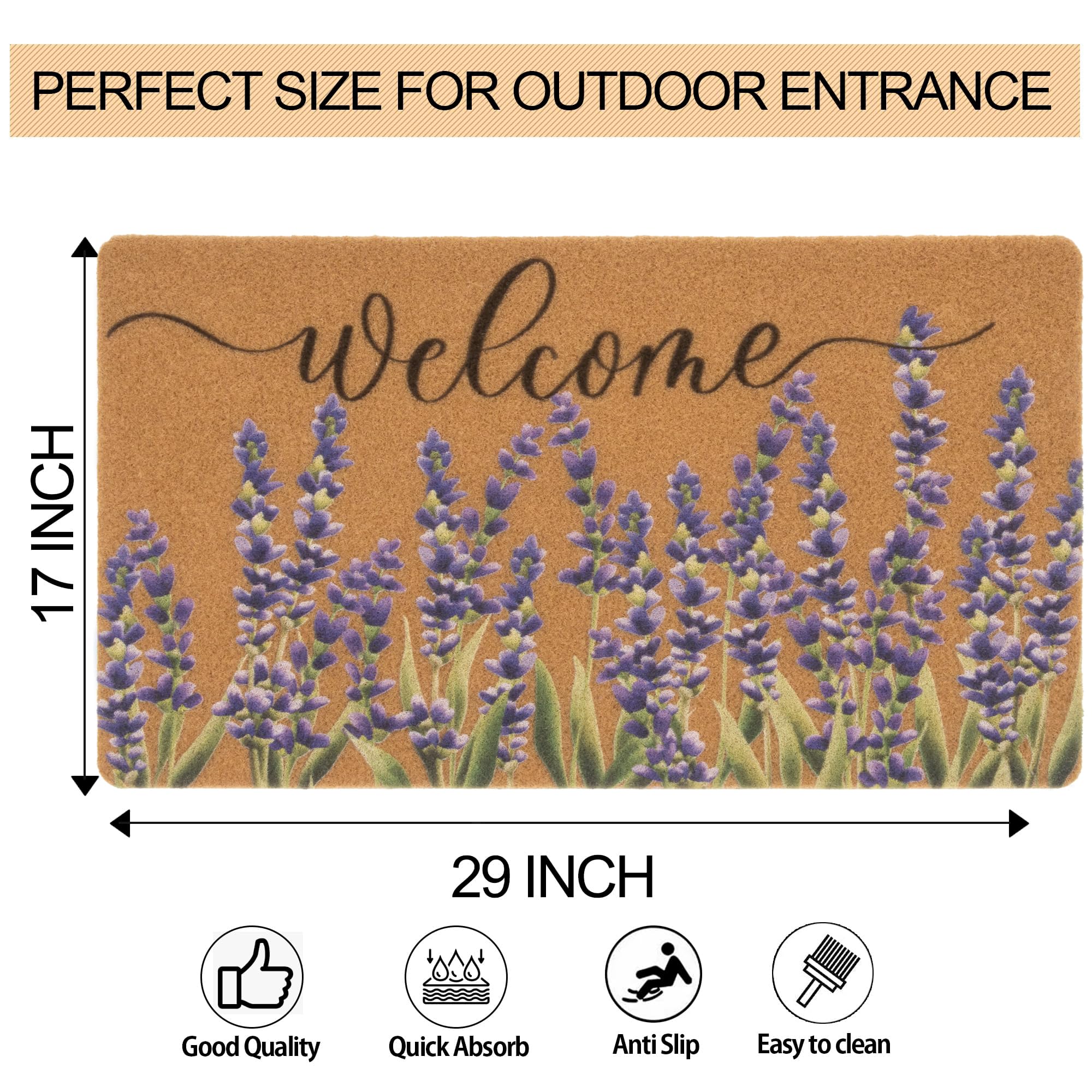 Side view of FGSS Lavender Welcome Doormat showing thickness
