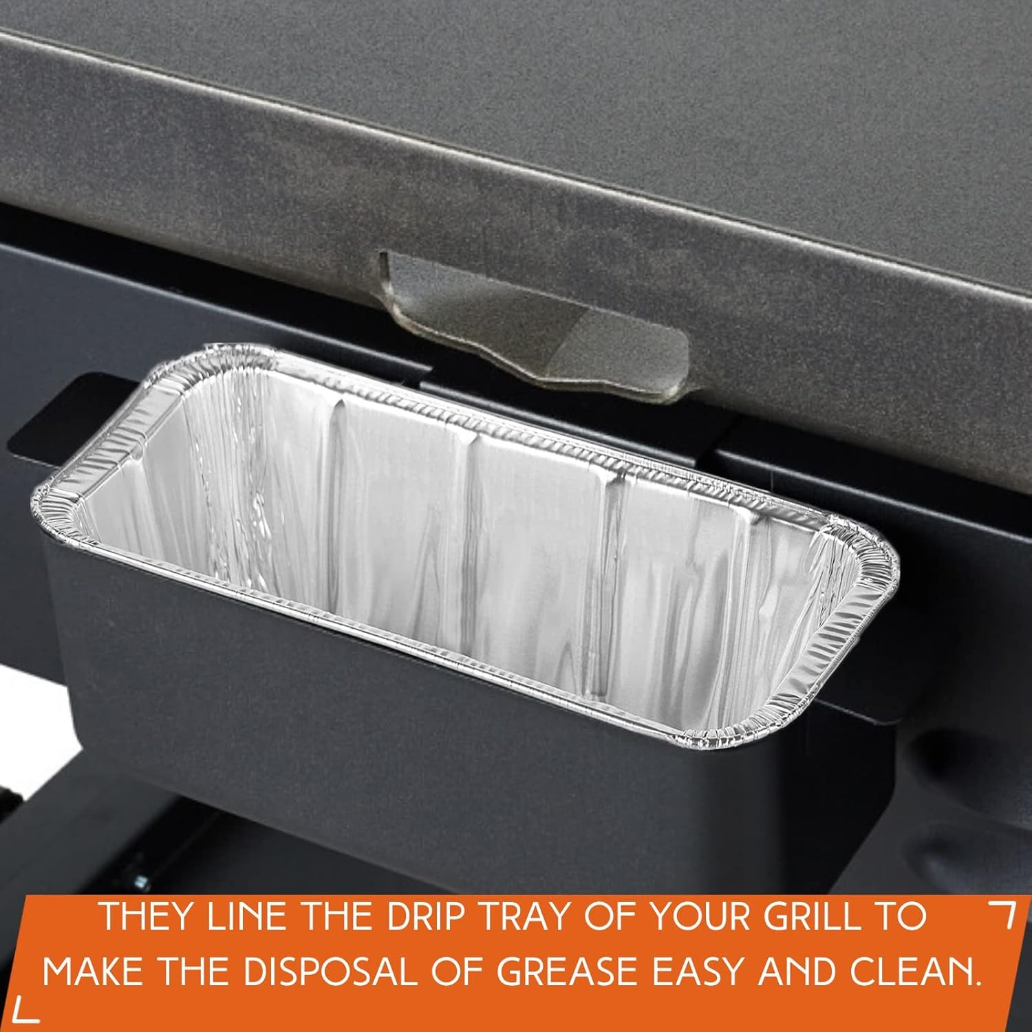 Side view of Findful drip pan liner showing heavy-duty material