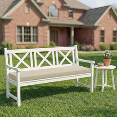 Side view of Fitfree Outdoor Bench Cushion 48 x 16 inch Beige