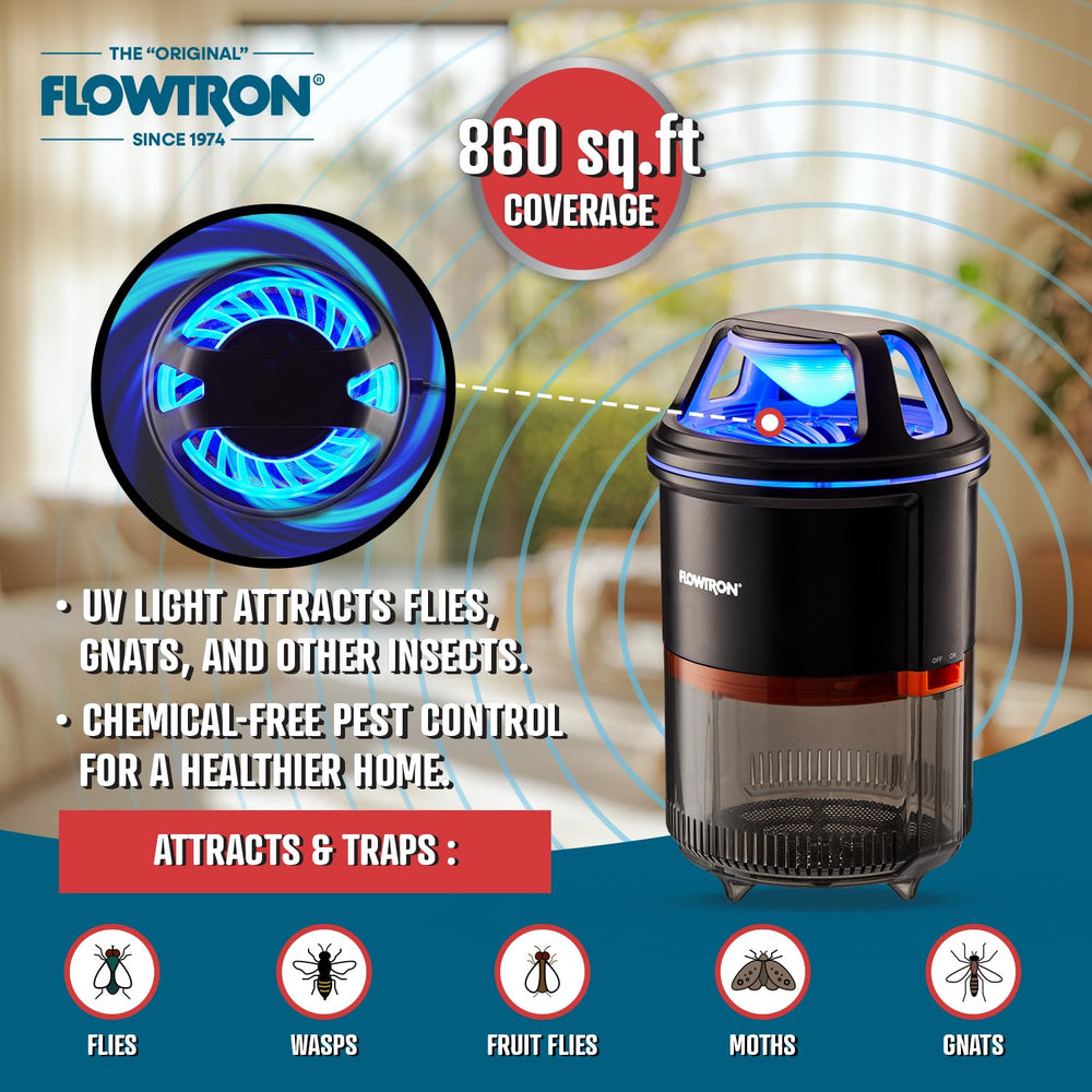Side view of Flowtron bug trap in black