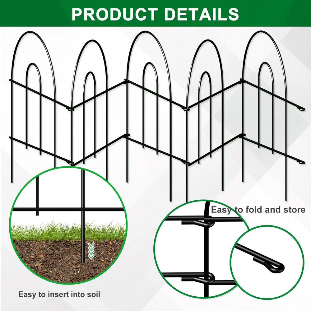 Side view of FOREHOGAR Decorative Black Garden Fencing in a garden setting