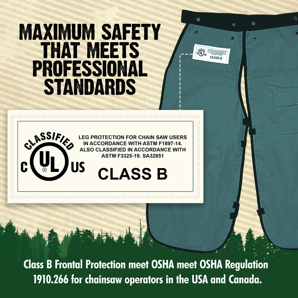 Side view of FORESTER Chainsaw Chaps