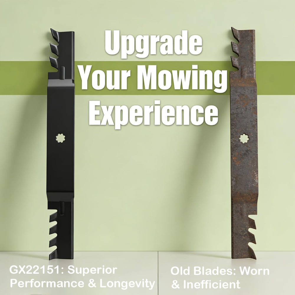 Side view of Fourtry GX22151 mower blades showing rust-resistant coating