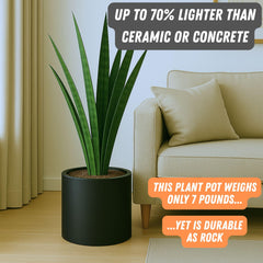 Side view of Fox & Fern Large Planter showing drainage plug