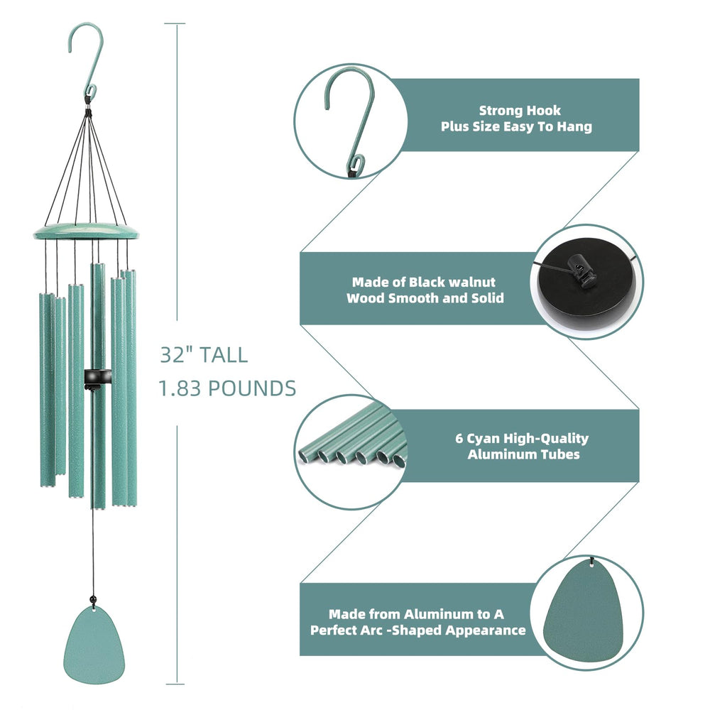 Side view of FSVGYY 32-inch Wind Chimes outdoors