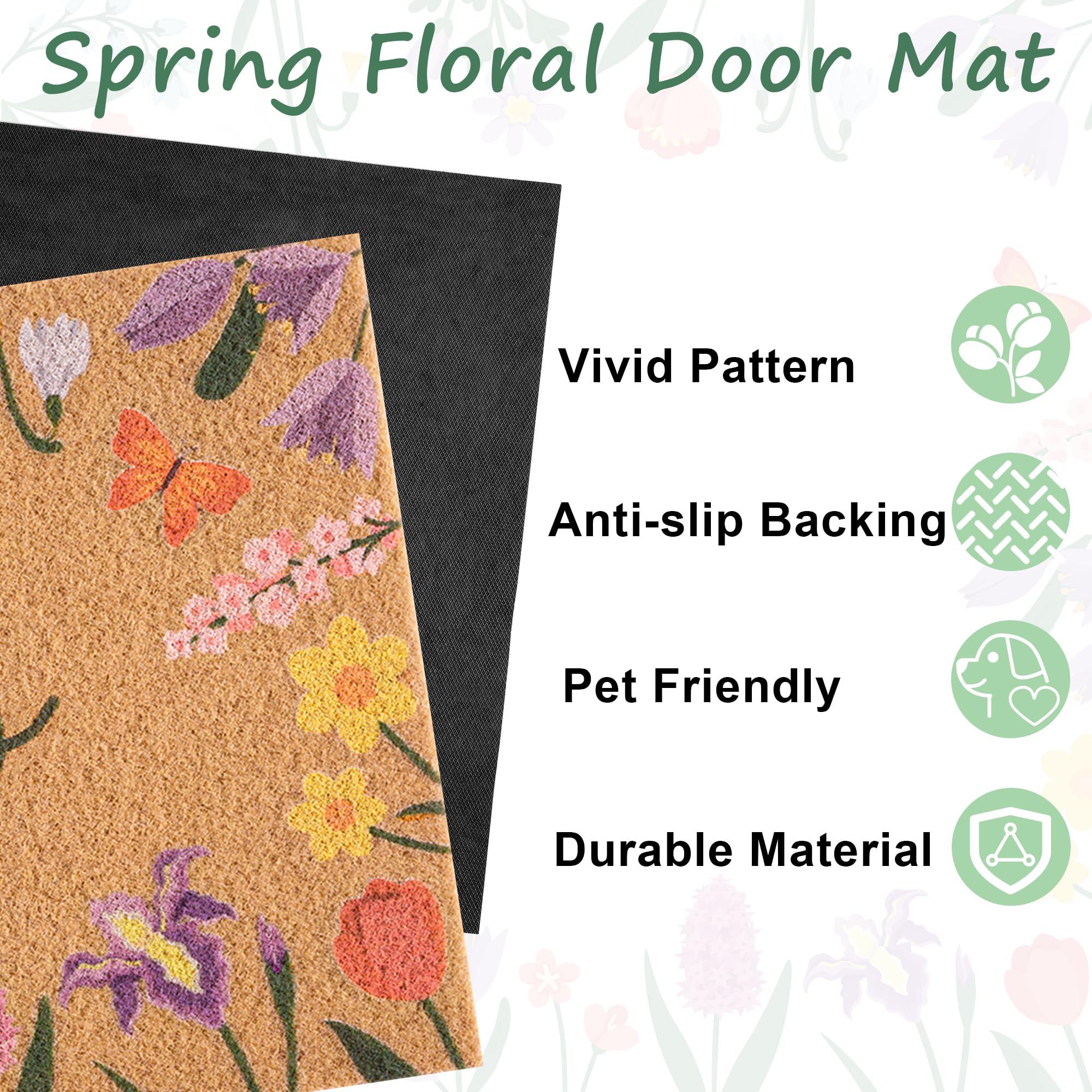 Side view of Fttoyoly Colorful Wildflowers Welcome Mat