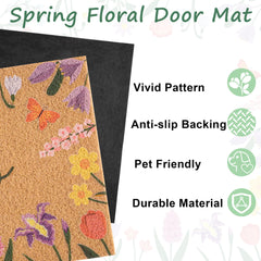 Side view of Fttoyoly Colorful Wildflowers Welcome Mat