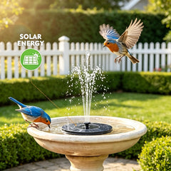 Side view of Fulsren Solar Fountain showing solar panel