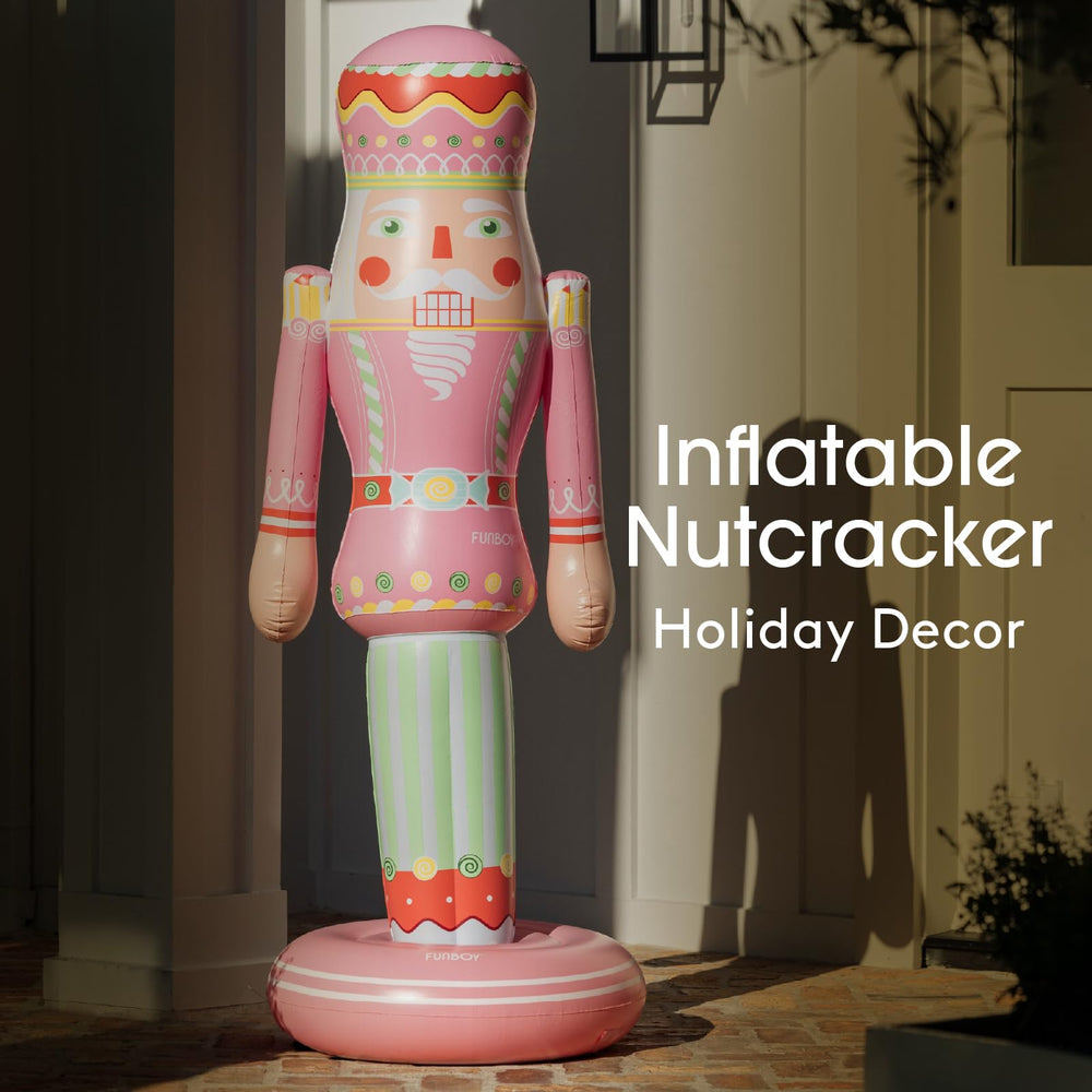 Side view of FUNBOY 5 FT Inflatable Nutcracker in pink