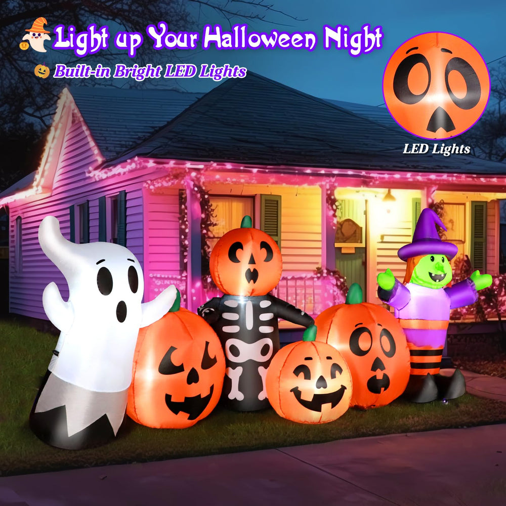 Side view of FunFanso inflatable ghost with LED lights
