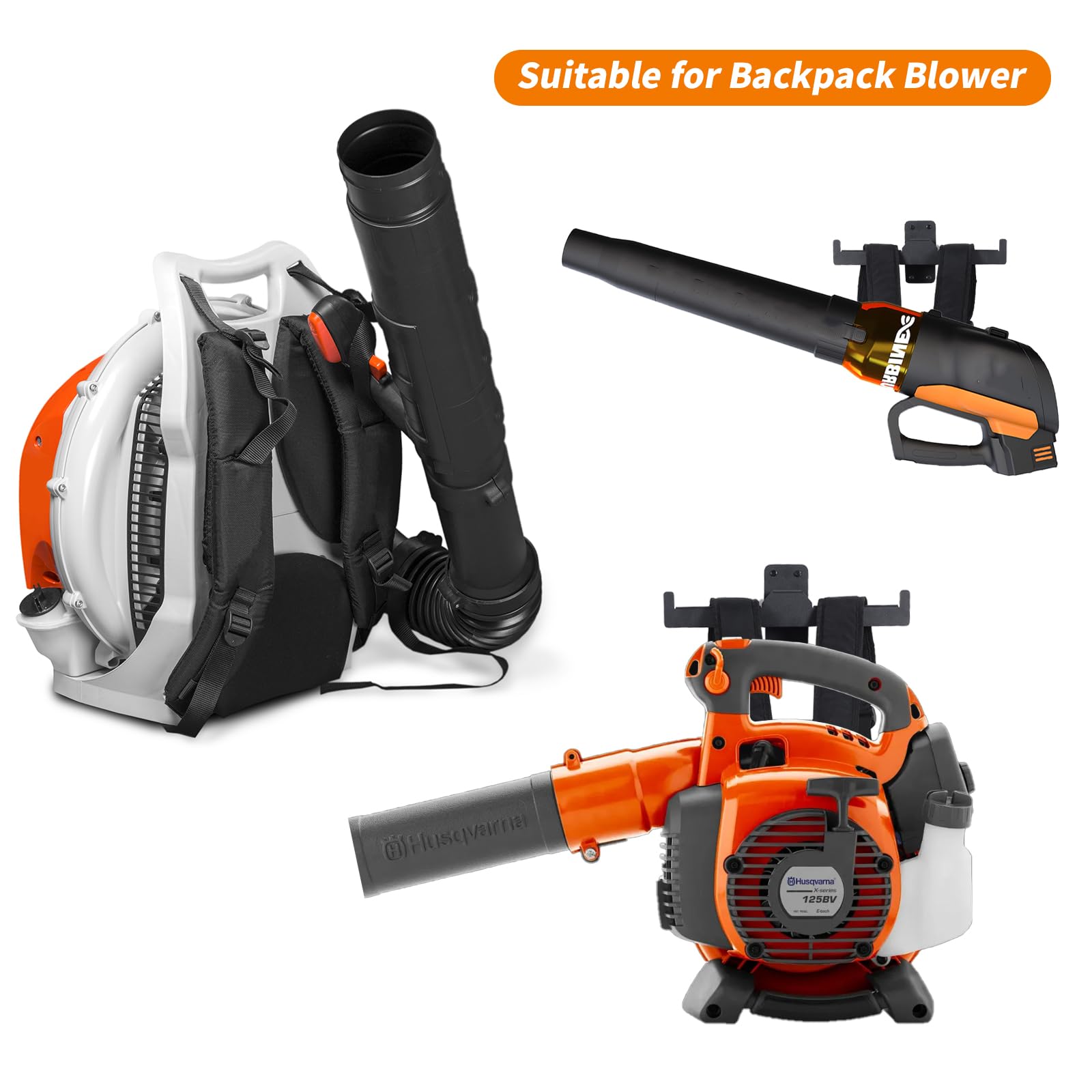 Side view of FYXMI Heavy Duty Backpack Blower Rack