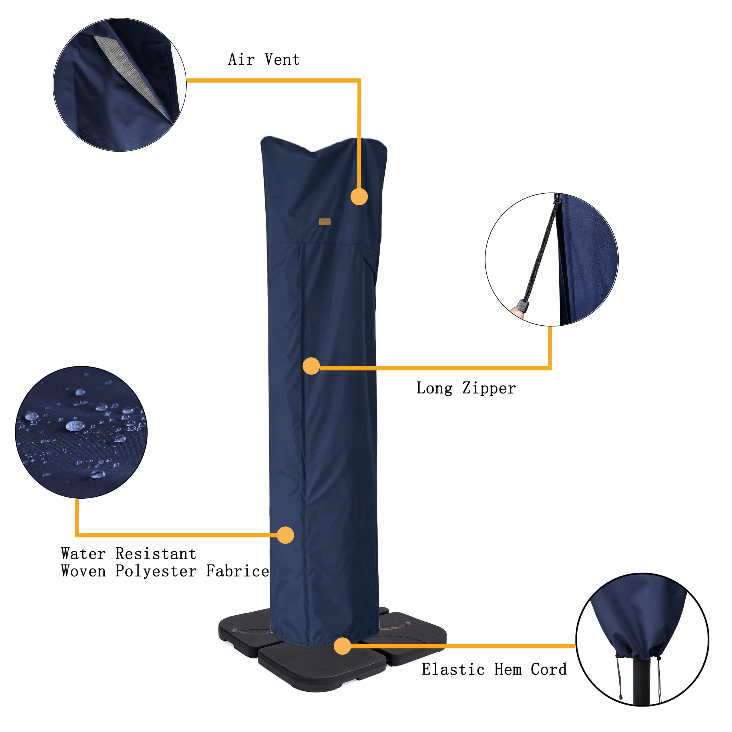 Side view of Garden Balsam umbrella cover for 9'-13' umbrellas