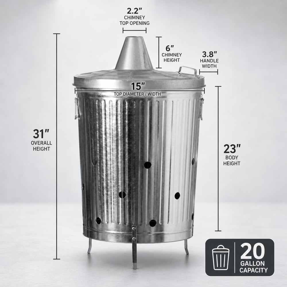 Side view of Gardenised incinerator can outdoors