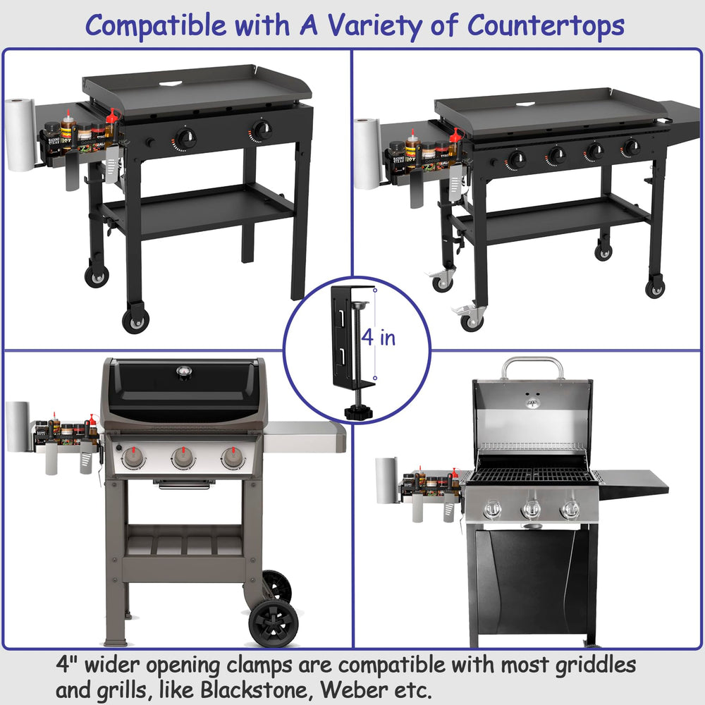 Side view of Geesta Griddle Caddy with utensils attached