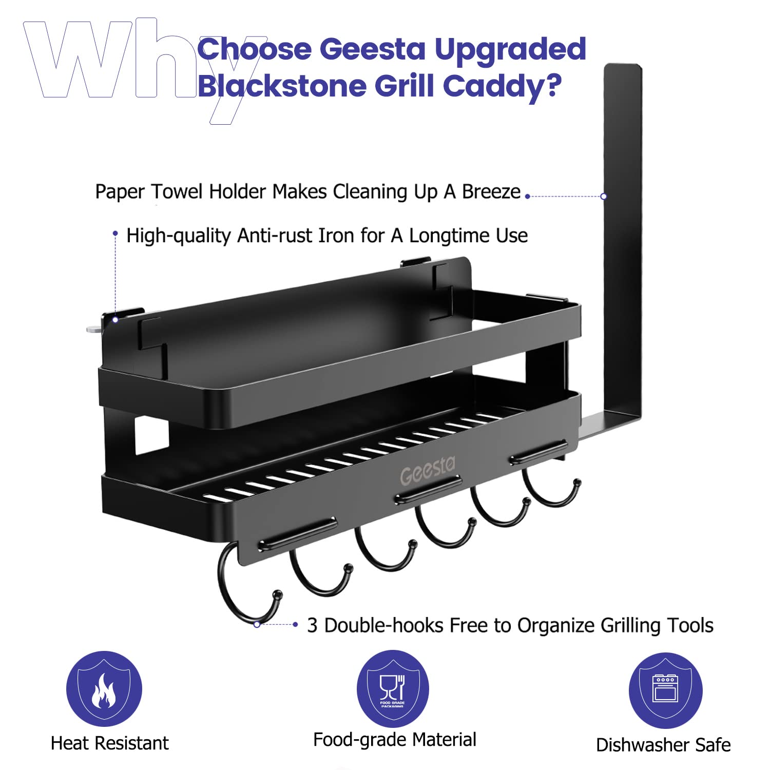 Side view of Geesta Griddle Organizer on a griddle