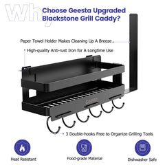Side view of Geesta Griddle Organizer on a griddle