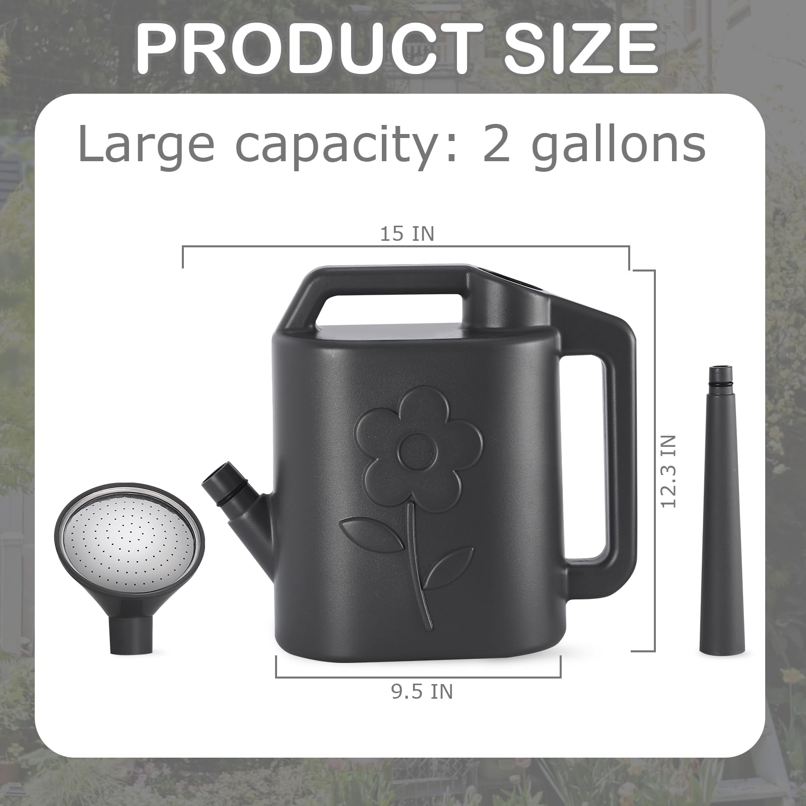 Side view of gegemaoyi watering can showcasing long spout