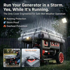 Side view of GEHENG generator cover showcasing zipper for easy access
