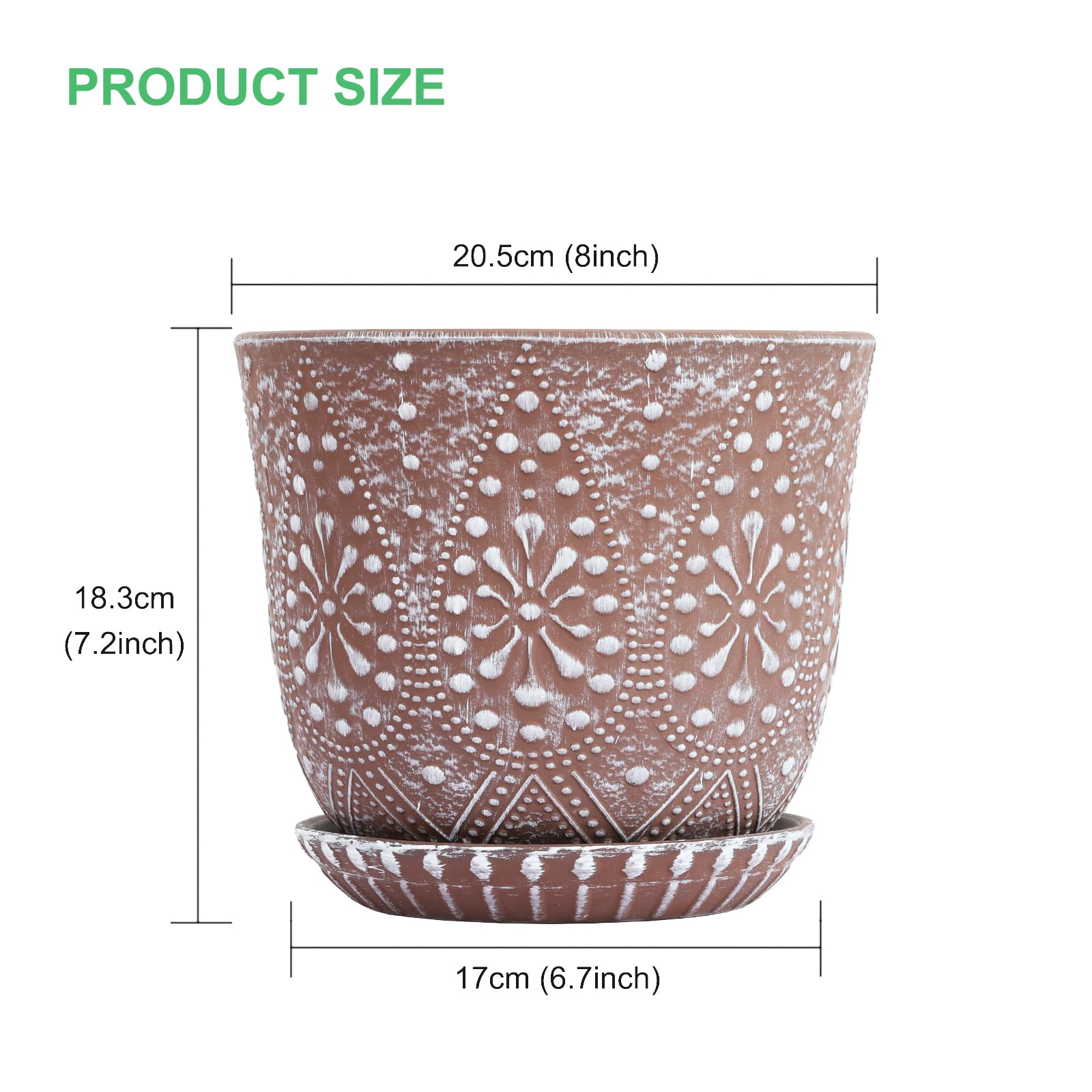 Side view of Gepege 8 Inch Ceramic Plant Pot showing drainage mesh
