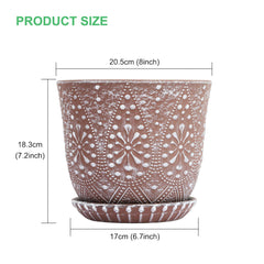 Side view of Gepege 8 Inch Ceramic Plant Pot showing drainage mesh