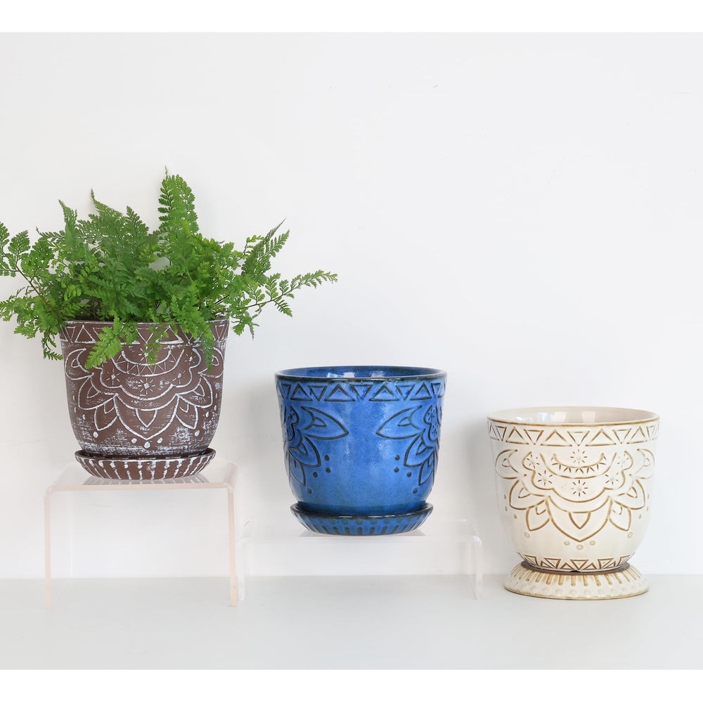 Side view of Gepege ceramic plant pots showing smooth finish