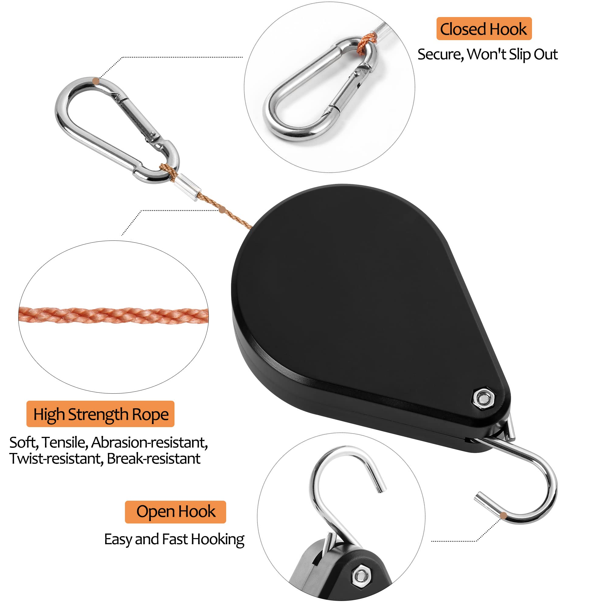 Side view of Gomazonle retractable plant hanger with hook