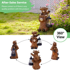 Side view of Goodeco Highland Cow Garden Statue with solar lantern