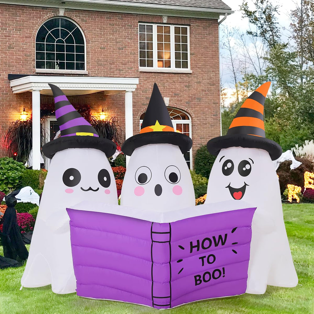 Side view of GOOSH inflatable ghost in yard
