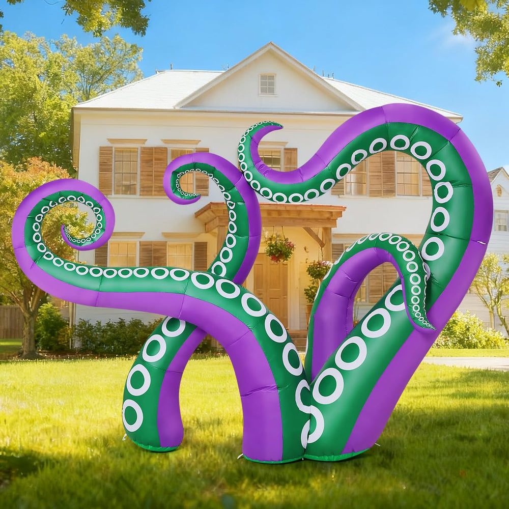 Side view of GOOSH Inflatable Octopus in a garden setting