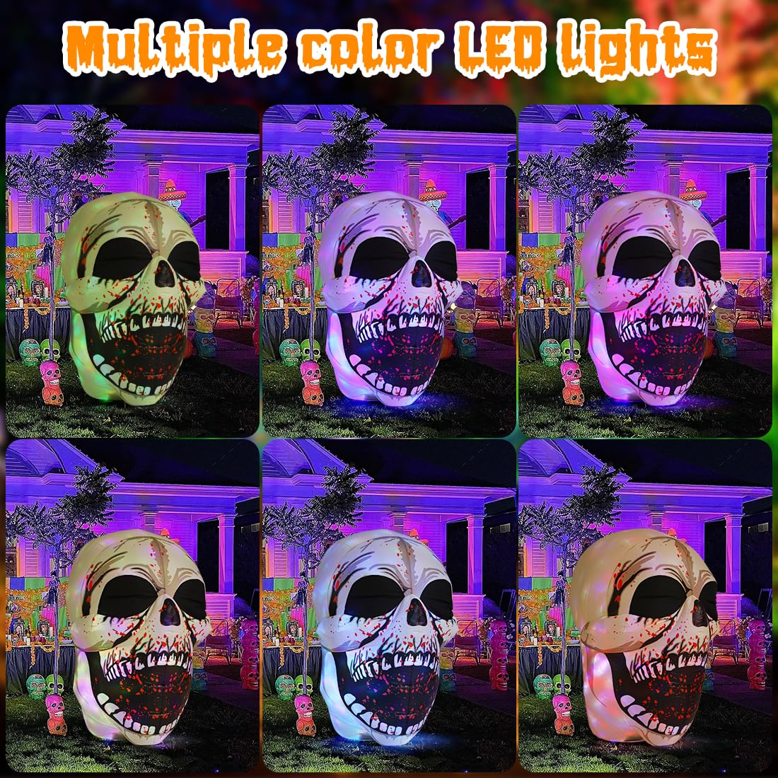 Side view of GOOSH inflatable skull outdoor decoration