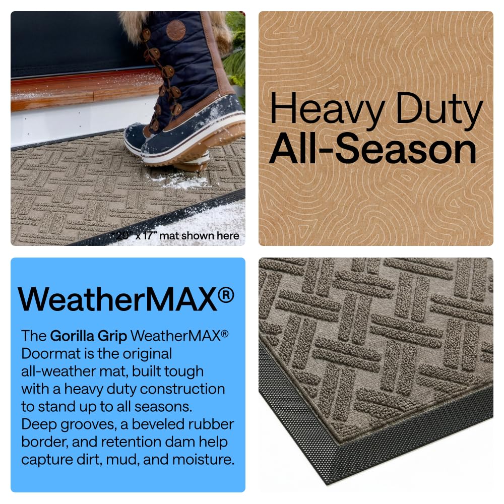 Side view of GORILLA GRIP WeatherMAX Doormat on a porch