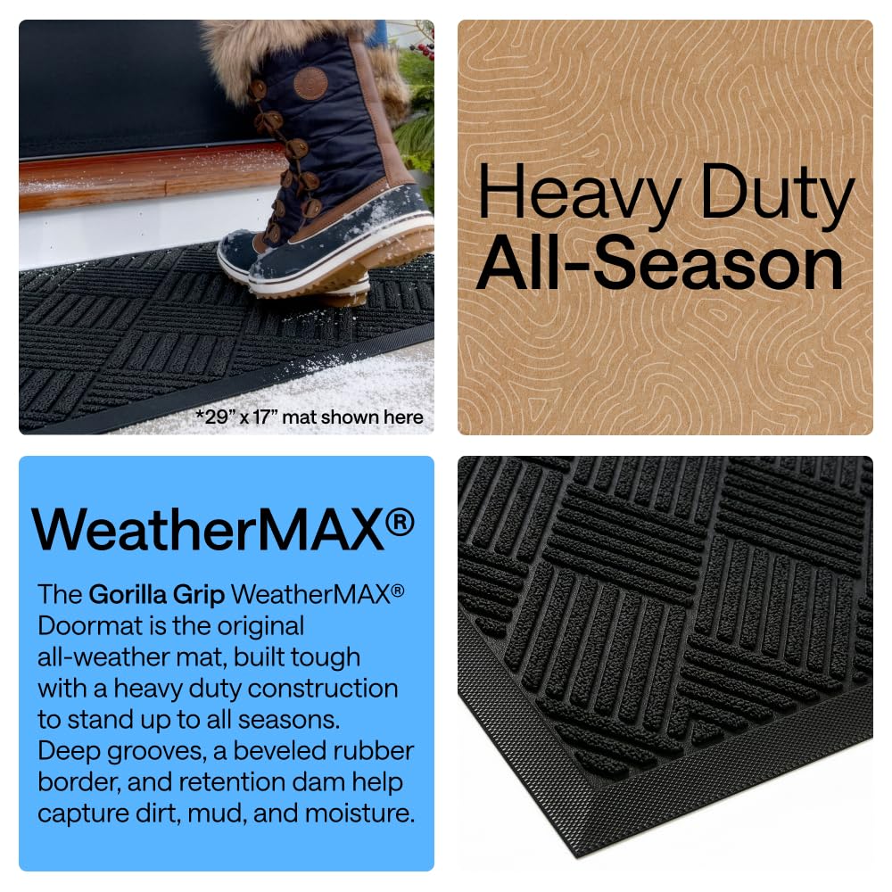 Side view of GORILLA GRIP WeatherMAX Doormat showcasing rubber backing