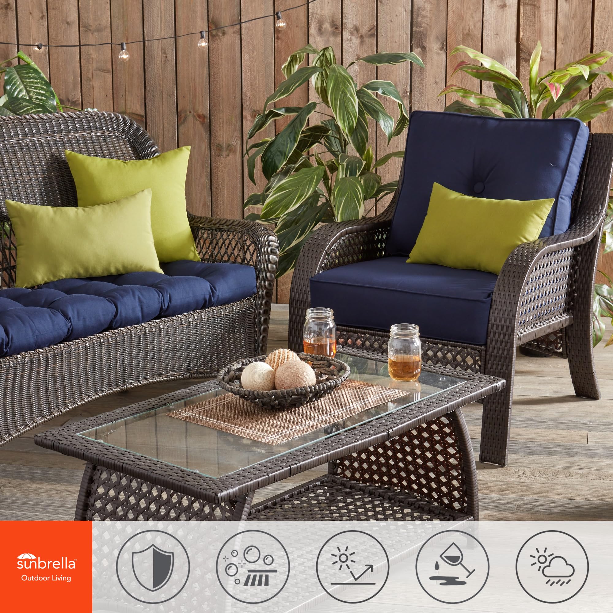 Side view of Greendale Outdoor cushion set on patio furniture