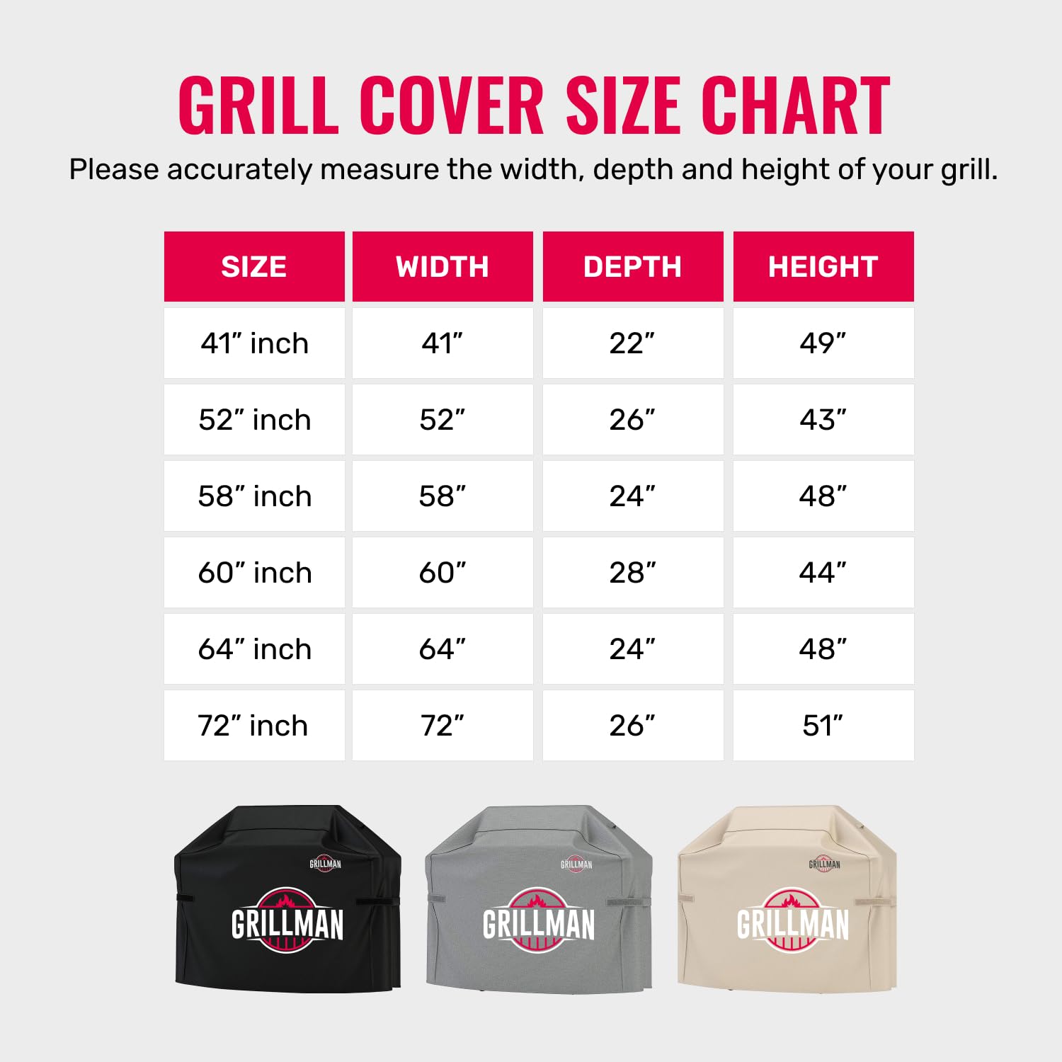 Side view of Grillman Premium Grill Cover 60 Inch