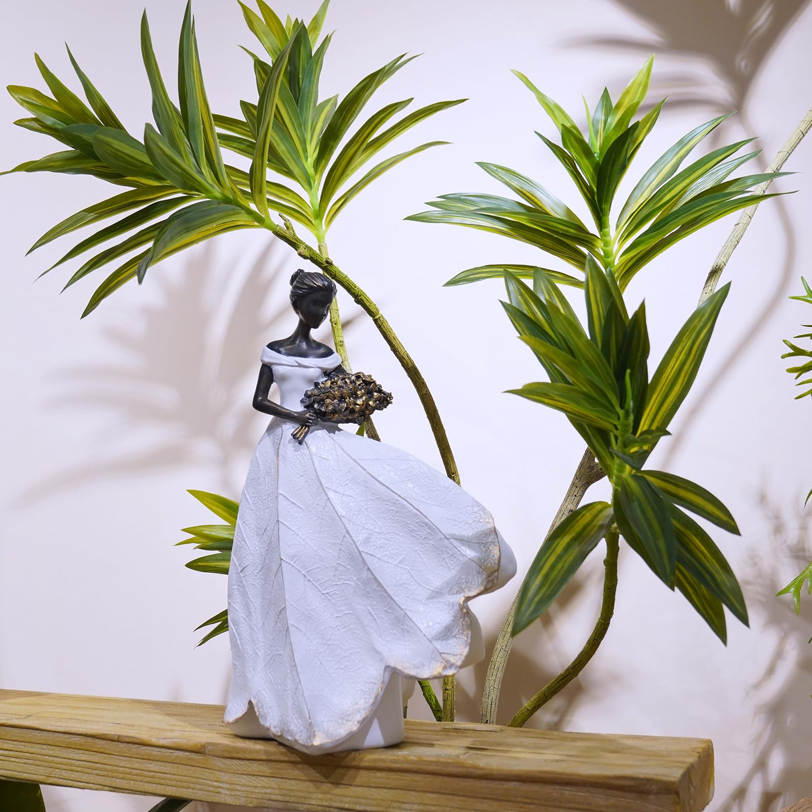 Side view of Guichifun Fairy Statue highlighting its white finish