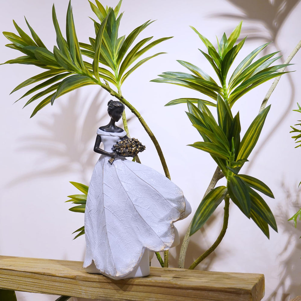 Side view of Guichifun Fairy Statue highlighting its white finish