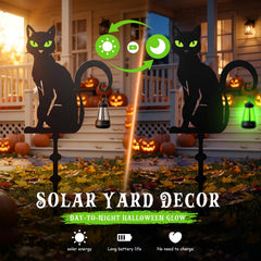 Side view of Halloween garden stakes in outdoor setting