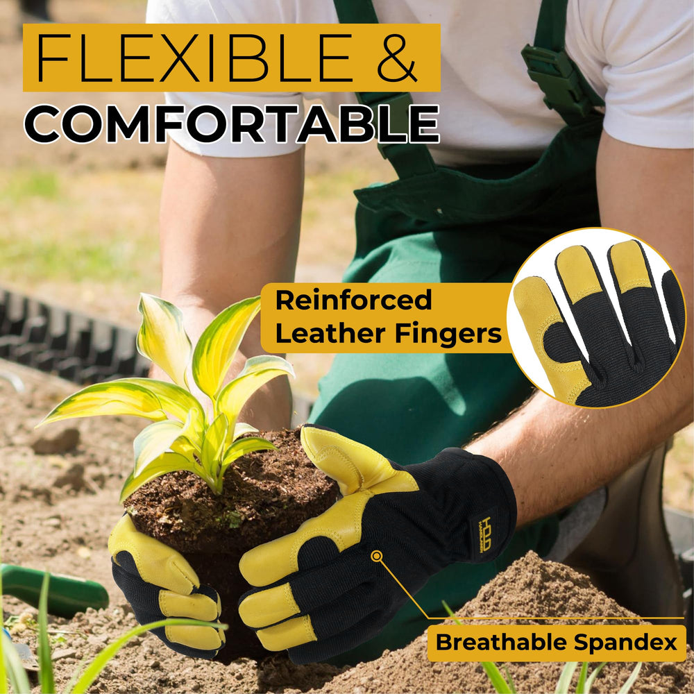 Side view of HANDLANDY Gardening Gloves with elastic wrist cuff