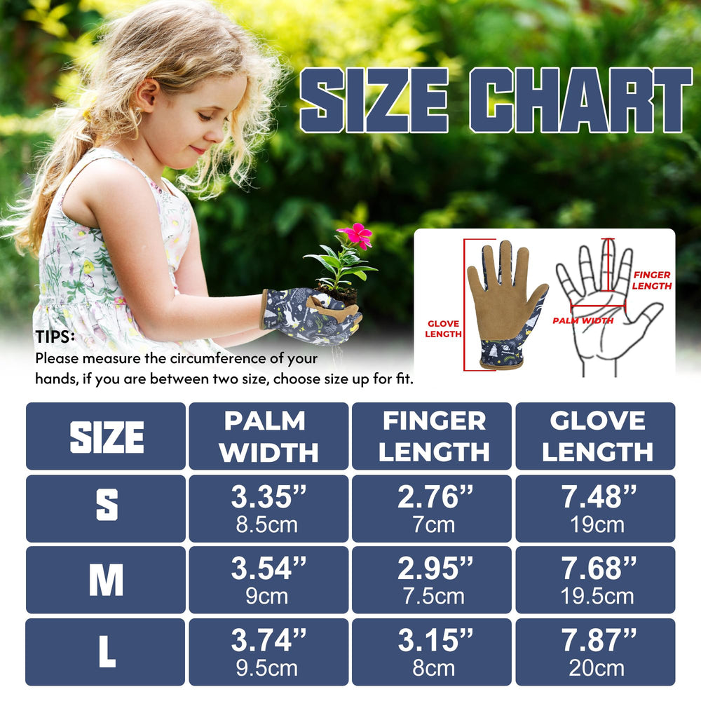 Side view of HANDLANDY Kids Leather Gardening Gloves with elastic cuff