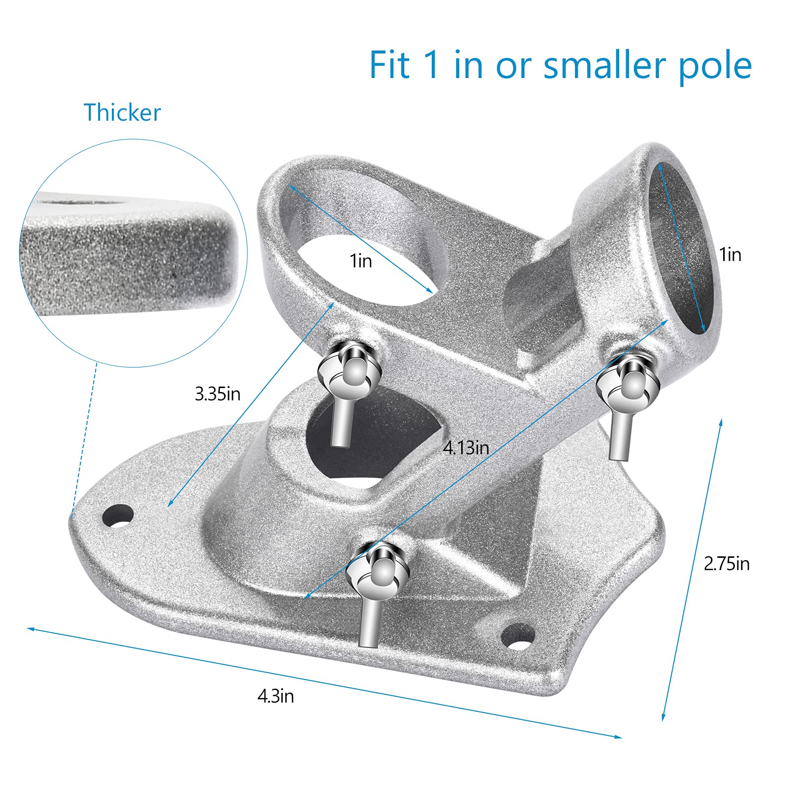 Side view of Haoridul flag pole holder at 45-degree angle