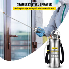 Side view of Happybuy Stainless Steel Sprayer showing pressure gauge