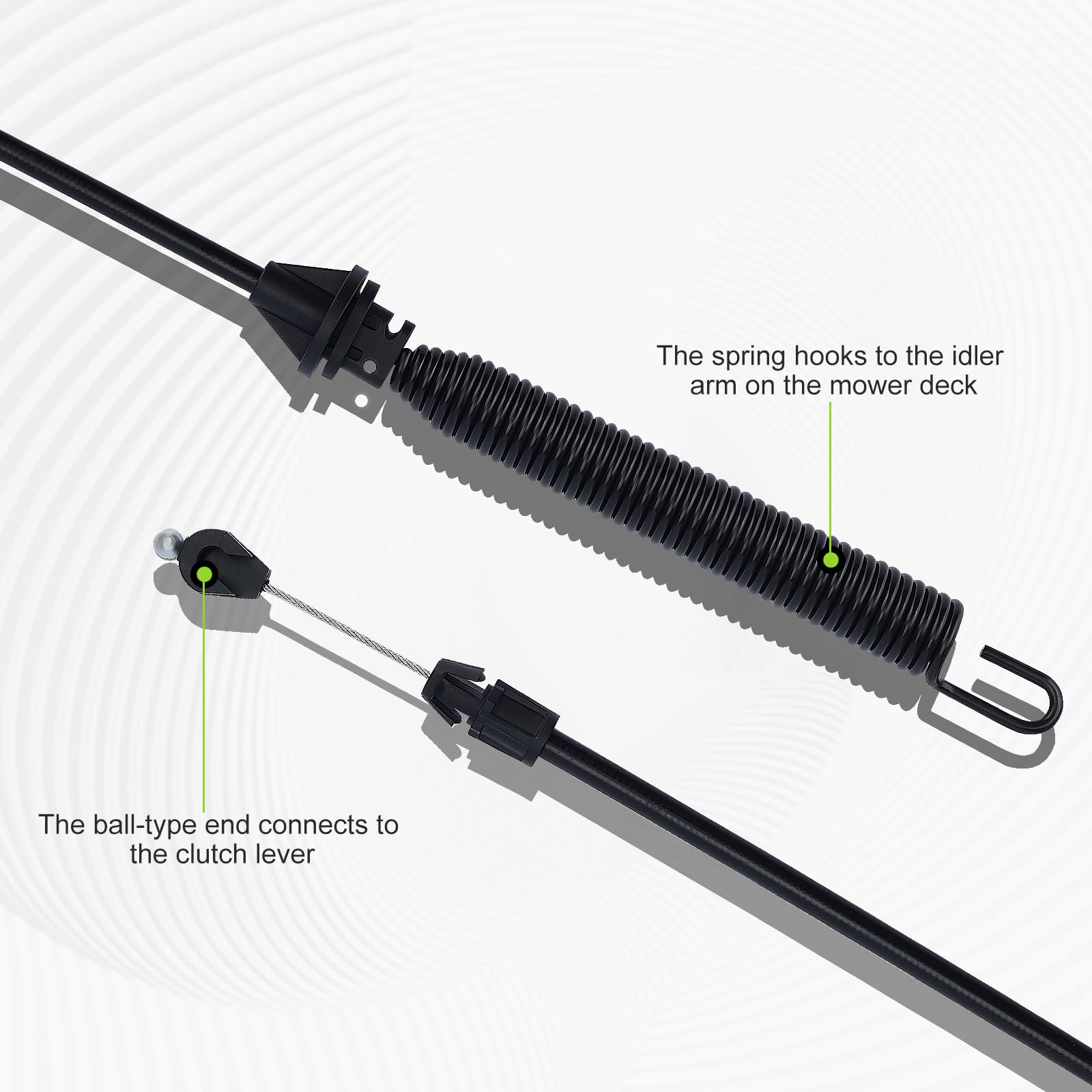 Side view of Harbot 175067 Deck Clutch Cable showing conduit