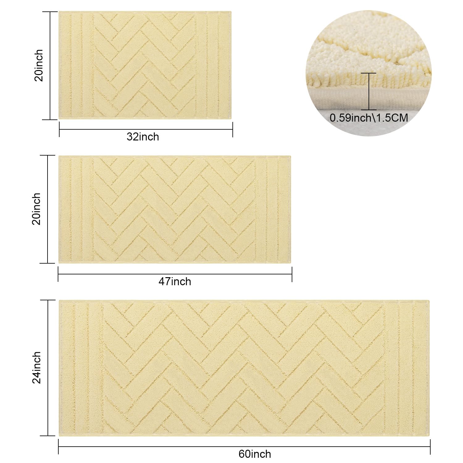 side view of hicorfe Indoor Doormat measuring 20"x32"