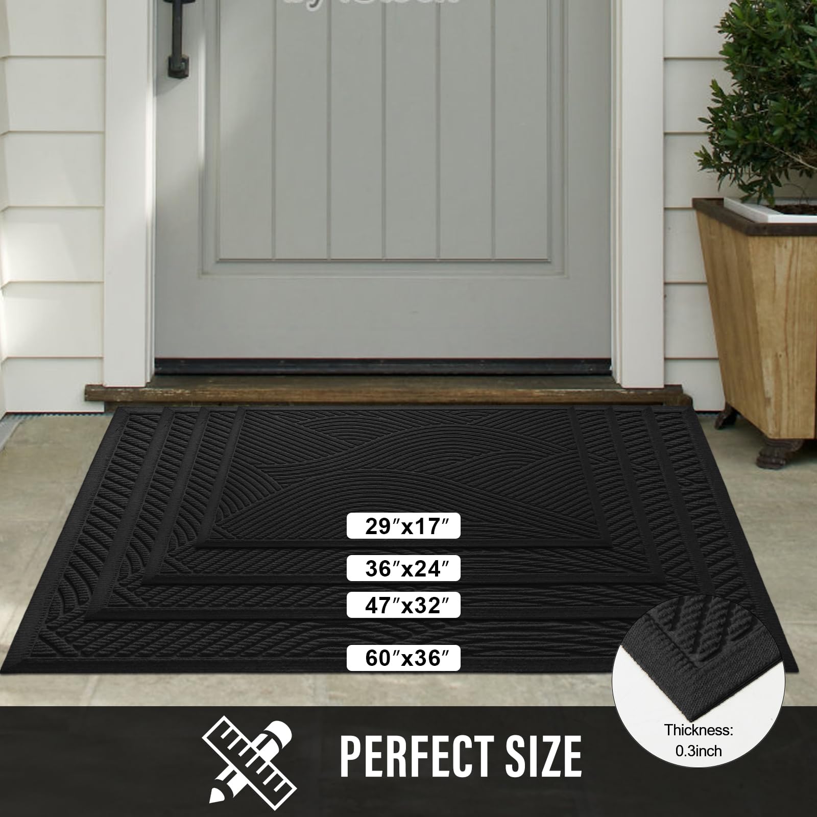 Side view of HIYARD doormat showing low profile design