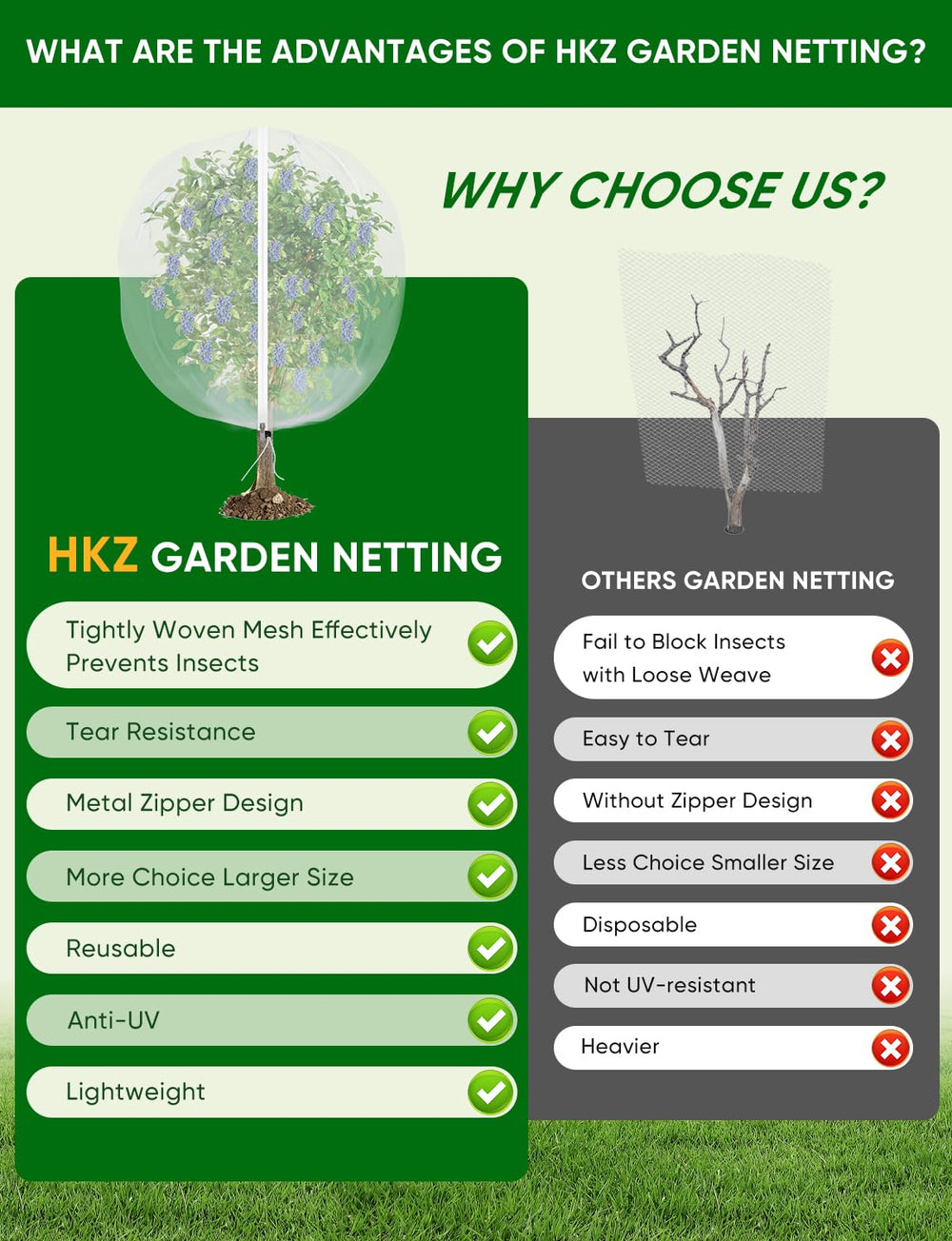 Side view of HKZ netting zipper for easy access
