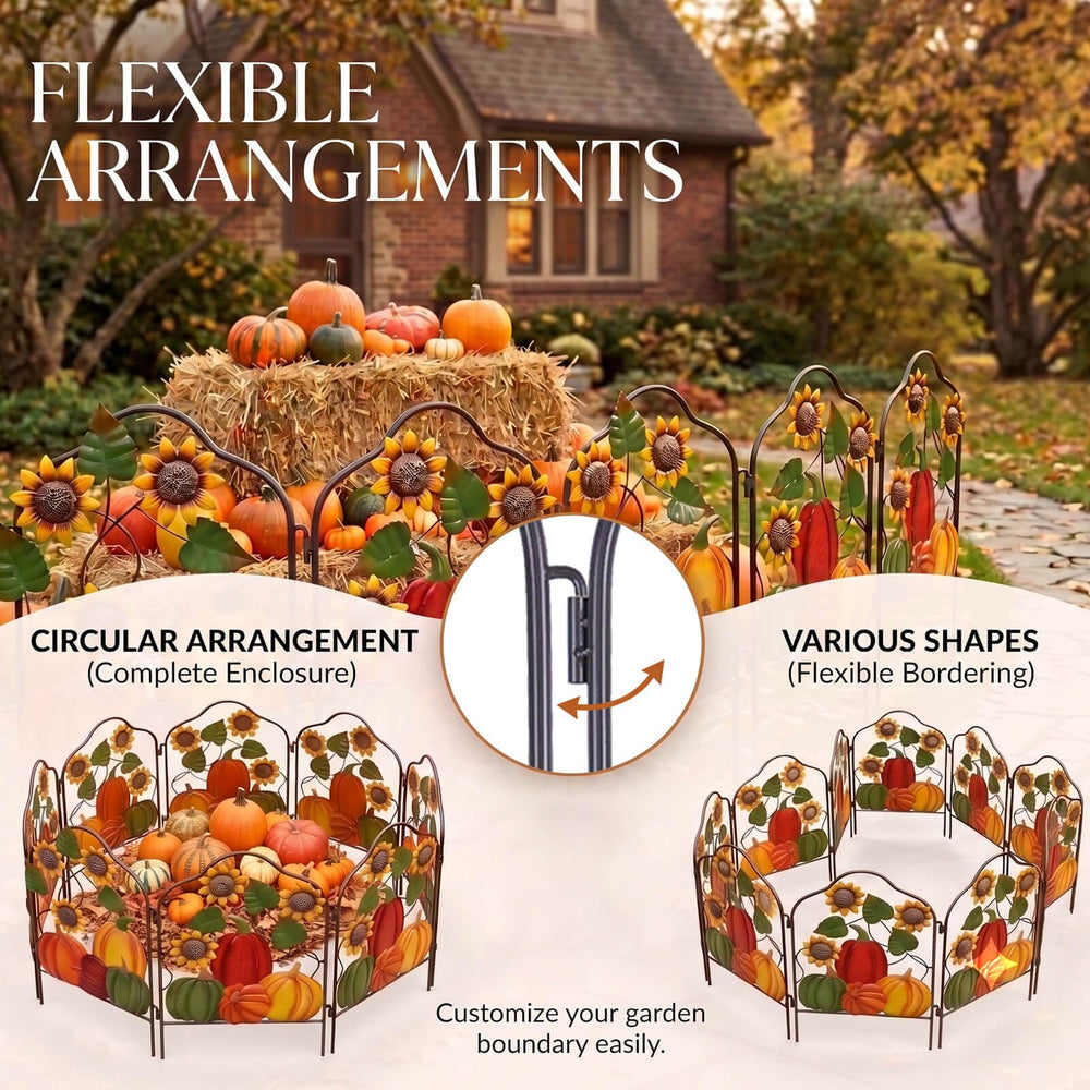 side view of hogardeck garden stakes with autumn leaves